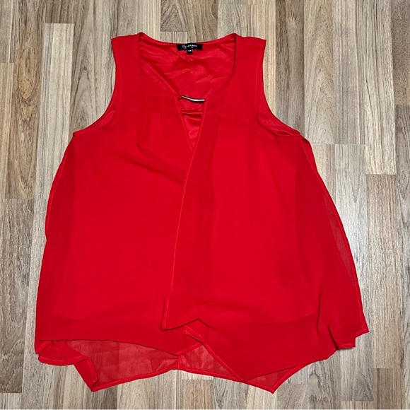 Vibrant Red Sleeveless Blouse - size L - Picture 1 of 6